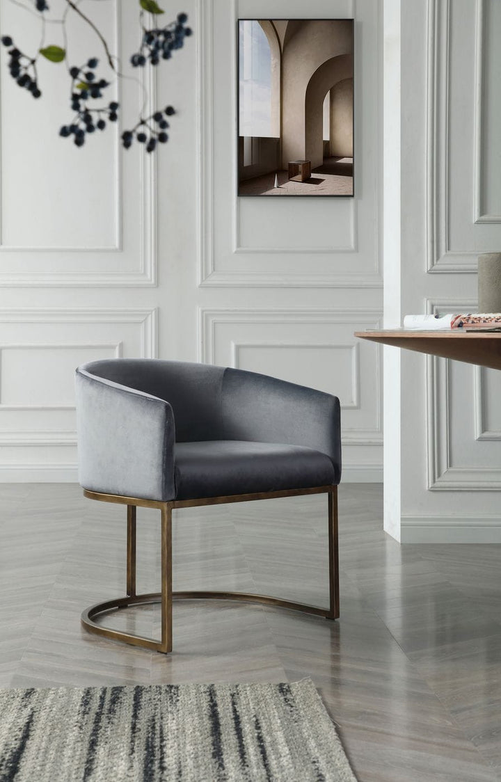 Modrest Elisa Modern Grey Velvet & Brass Dining Chair - MONAVILLA