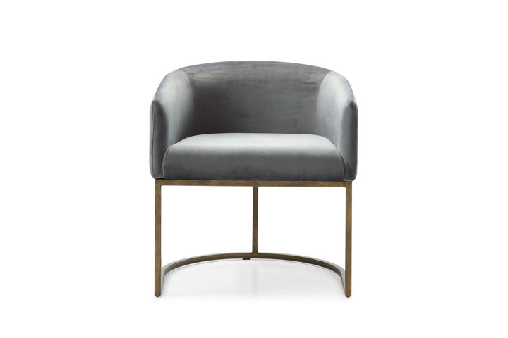 Modrest Elisa Modern Grey Velvet & Brass Dining Chair - MONAVILLA