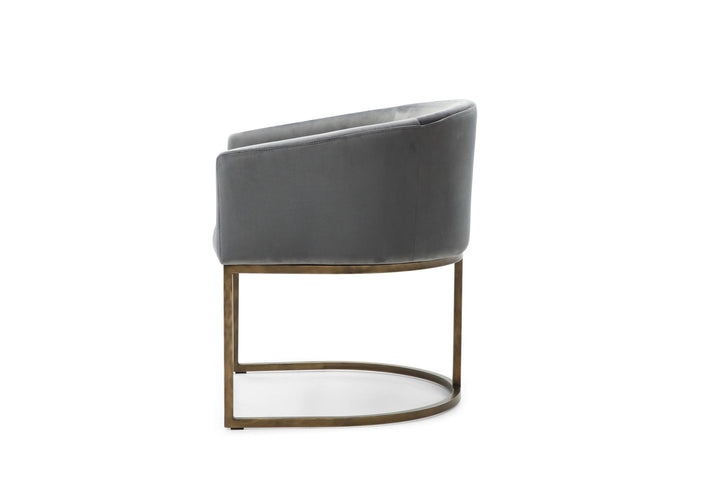 Modrest Elisa Modern Grey Velvet & Brass Dining Chair - MONAVILLA
