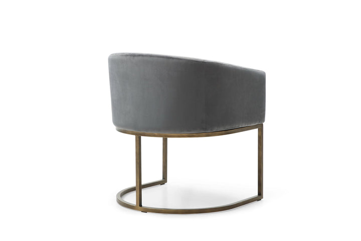 Modrest Elisa Modern Grey Velvet & Brass Dining Chair - MONAVILLA