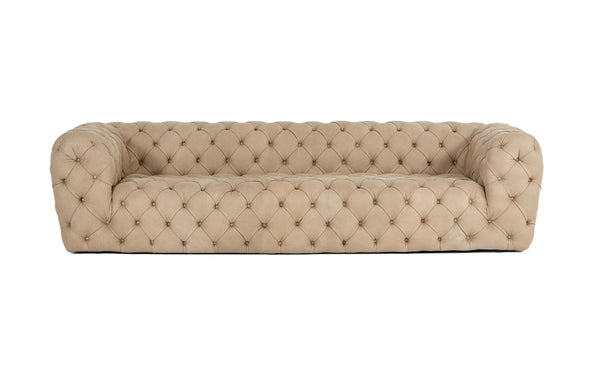 Coronelli Collezioni Ellington Italian Beige Nubuck Leather 3 Seater Sofa - MONAVILLA