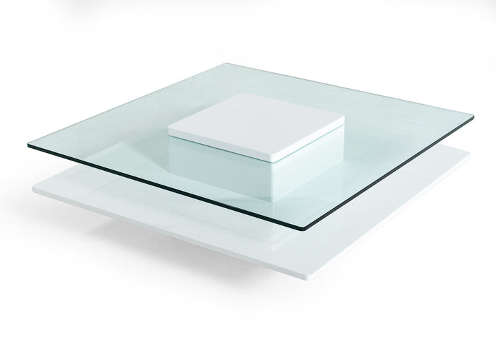 Modrest Emulsion Modern White Glass Coffee Table - MONAVILLA