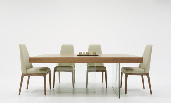 Modrest Encino Modern Walnut & Glass Dining Table - MONAVILLA