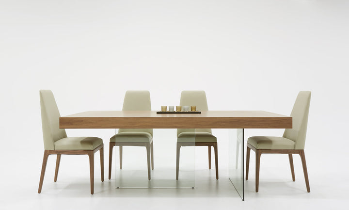 Modrest Encino Modern Walnut & Glass Dining Table - MONAVILLA