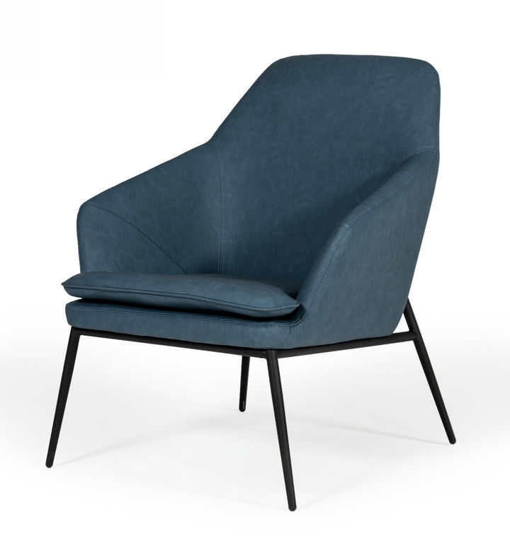 Modrest Esteban Industrial Blue Eco Leather Accent Chair - MONAVILLA