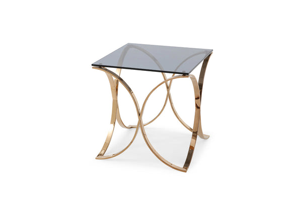 Modrest Reklaw Modern Smoked Glass & Rosegold End Table - MONAVILLA