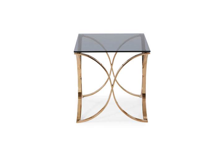 Modrest Reklaw Modern Smoked Glass & Rosegold End Table - MONAVILLA