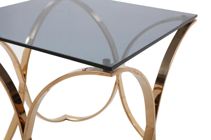 Modrest Reklaw Modern Smoked Glass & Rosegold End Table - MONAVILLA