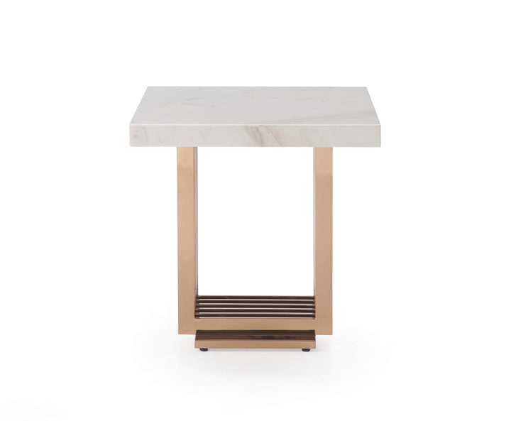 Modrest Kingsley Modern Marble & Rosegold End Table - MONAVILLA