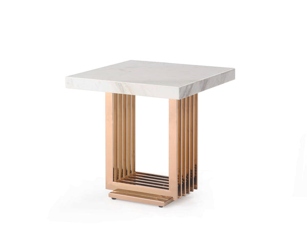 Modrest Kingsley Modern Marble & Rosegold End Table - MONAVILLA