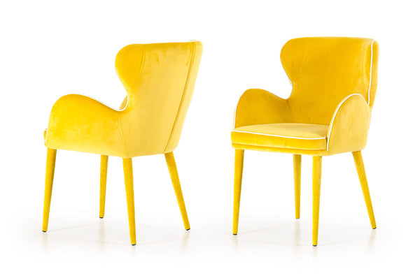 Modrest Tigard Modern Yellow Fabric Dining Chair - MONAVILLA
