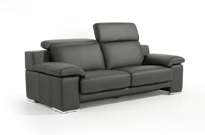 Estro Salotti Evergreen Modern Black Italian Leather Sofa Set - MONAVILLA