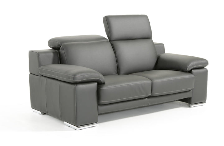 Estro Salotti Evergreen Modern Black Italian Leather Sofa Set - MONAVILLA
