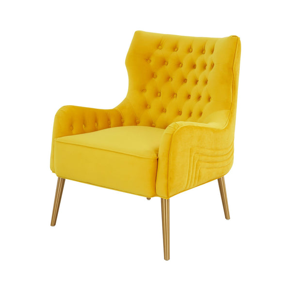 Modrest Everly Contemporary Velvet Yellow Accent Chair - MONAVILLA