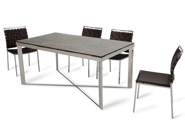 Modrest Santiago Modern Rectangular Wood Mosaic Dining Table - MONAVILLA