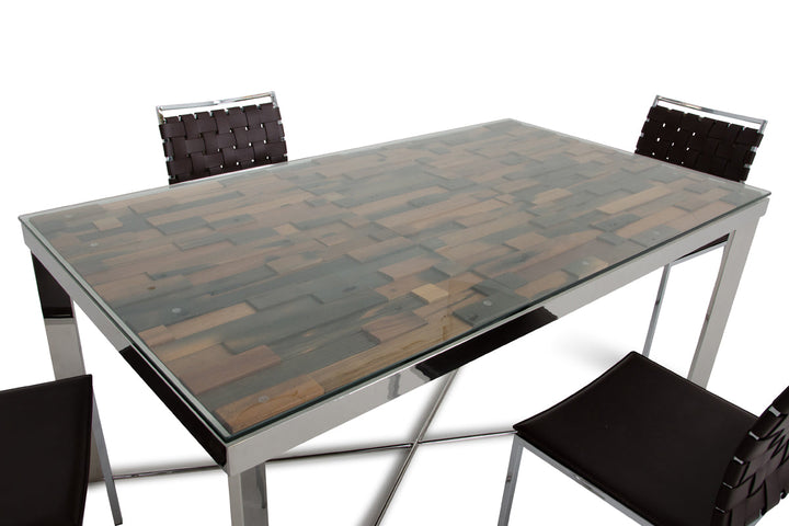 Modrest Santiago Modern Rectangular Wood Mosaic Dining Table - MONAVILLA