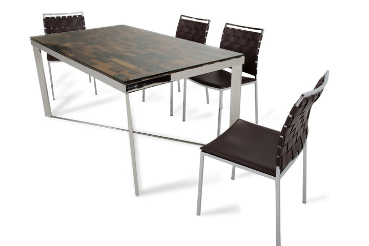 Modrest Santiago Modern Rectangular Wood Mosaic Dining Table - MONAVILLA