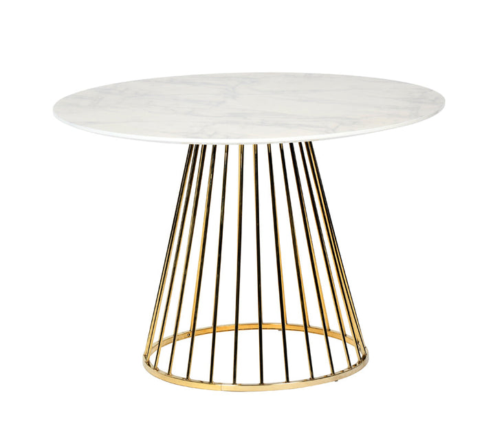 Modrest Holly Modern White & Gold Round Dining Table - MONAVILLA
