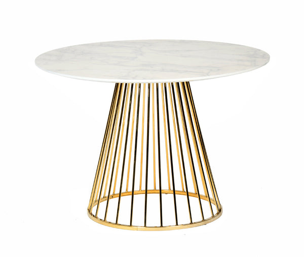 Modrest Holly Modern White & Gold Round Dining Table - MONAVILLA