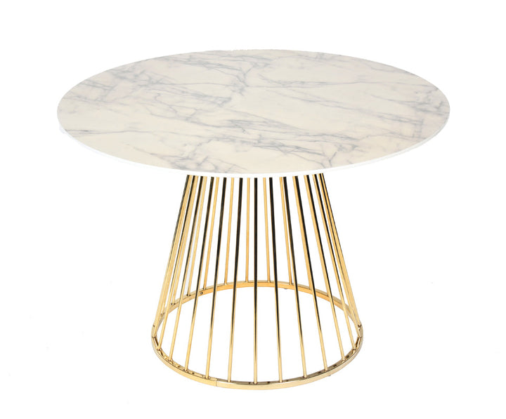 Modrest Holly Modern White & Gold Round Dining Table - MONAVILLA