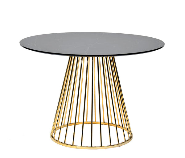 Modrest Holly Modern Black & Gold Round Dining Table - MONAVILLA