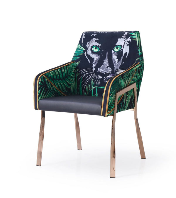 Modrest Fierce Black & Rosgold Panther Dining Chair - MONAVILLA