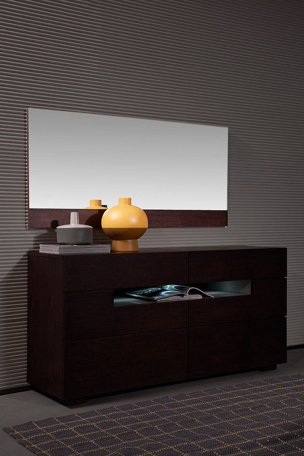 Modrest Ceres Modern Brown Oak Bedroom Mirror - MONAVILLA