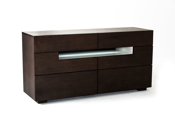 Modrest Ceres Contemporary Brown Oak and Grey Dresser with LED Light - MONAVILLA