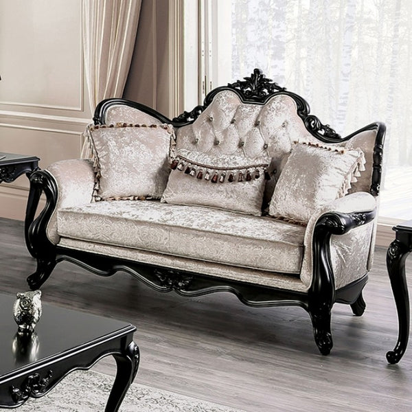 Furniture Of America Acapulco Traditional Black Off-White Loveseat Model FM65001ES-LV - MONAVILLA