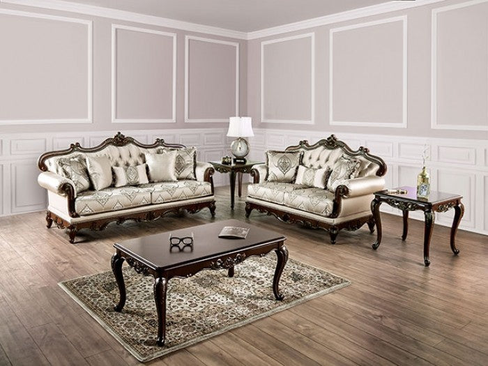Furniture Of America Veracruz Traditional Dark Cherry/Beige Loveseat Model FM65002BG-LV - MONAVILLA