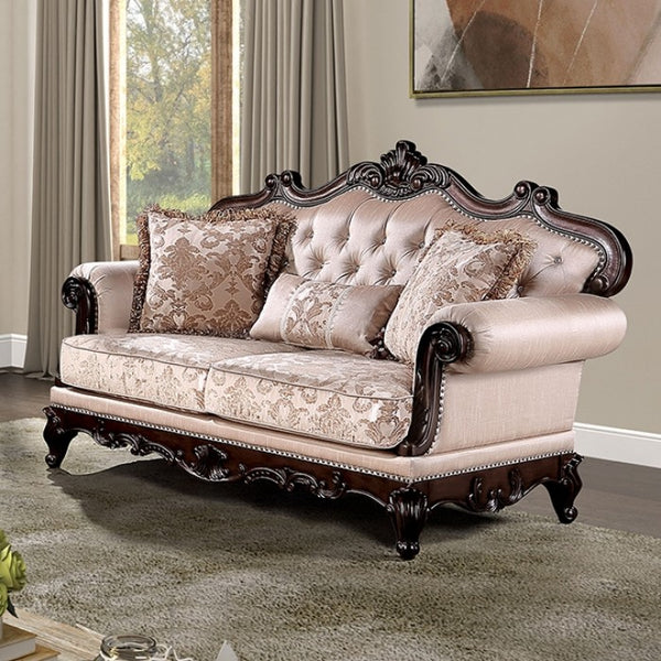 Furniture Of America Veracruz Traditional Dark Cherry Light Brown Loveseat Model FM65002BR-LV - MONAVILLA