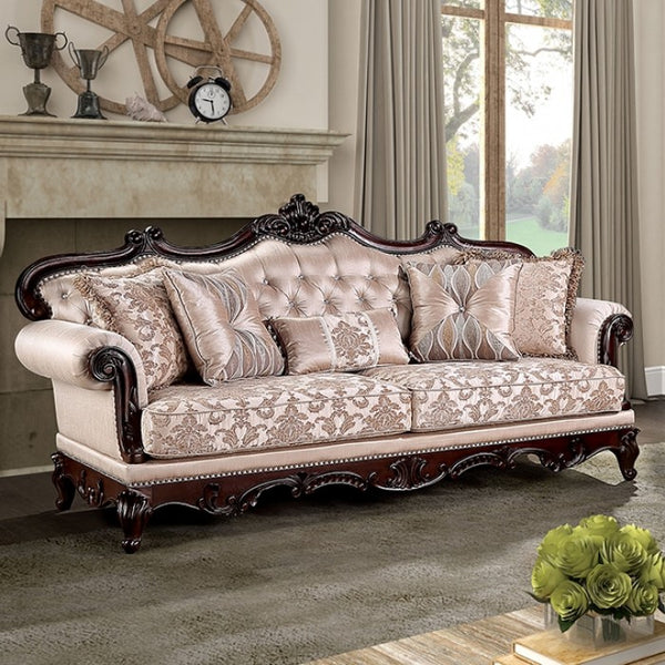 Furniture Of America Veracruz Traditional Dark Cherry Light Brown Sofa Model FM65002BR-SF - MONAVILLA