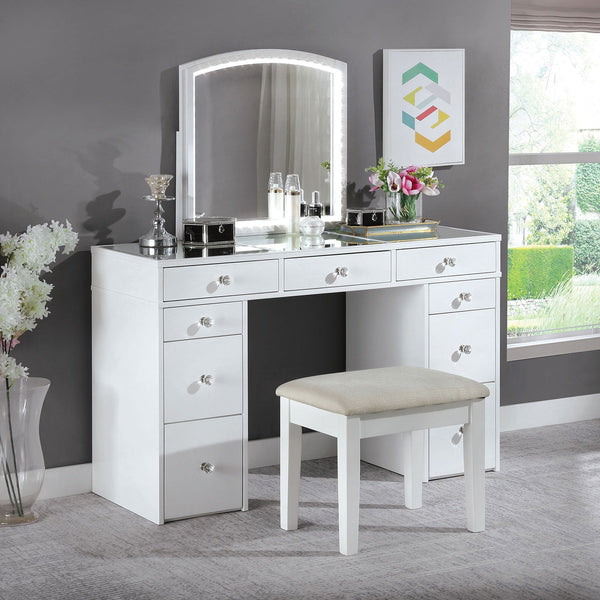 Furniture Of America Louise White Contemporary Vanity With Stool Model FOA-DK5240-SET - MONAVILLA