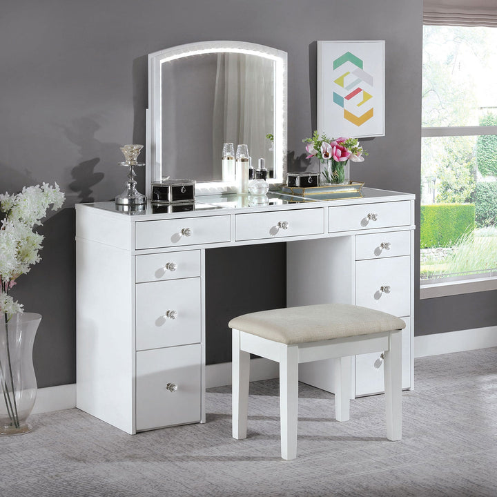 Furniture Of America Louise White Contemporary Vanity With Stool Model FOA-DK5240-SET - MONAVILLA