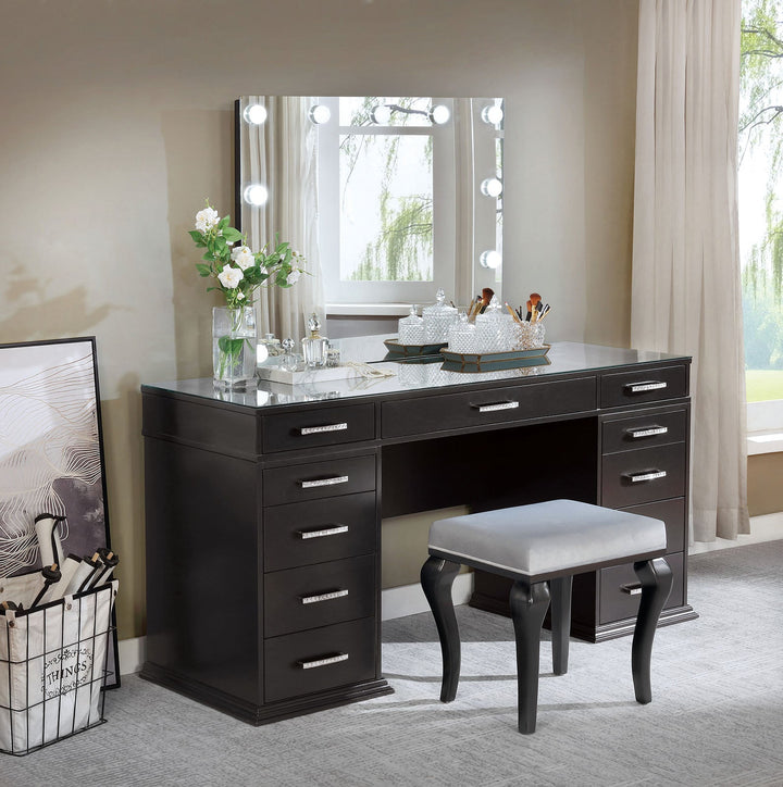 Furniture Of America Valentina Obsidian Gray Glam Vanity Set, Gray Model FOA-DK5682DG-PK - MONAVILLA