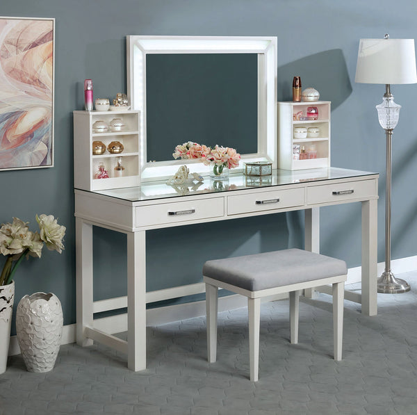 Furniture Of America Stephanie Luminous White Glam Vanity Set Model FOA-DK5685WH-PK - MONAVILLA