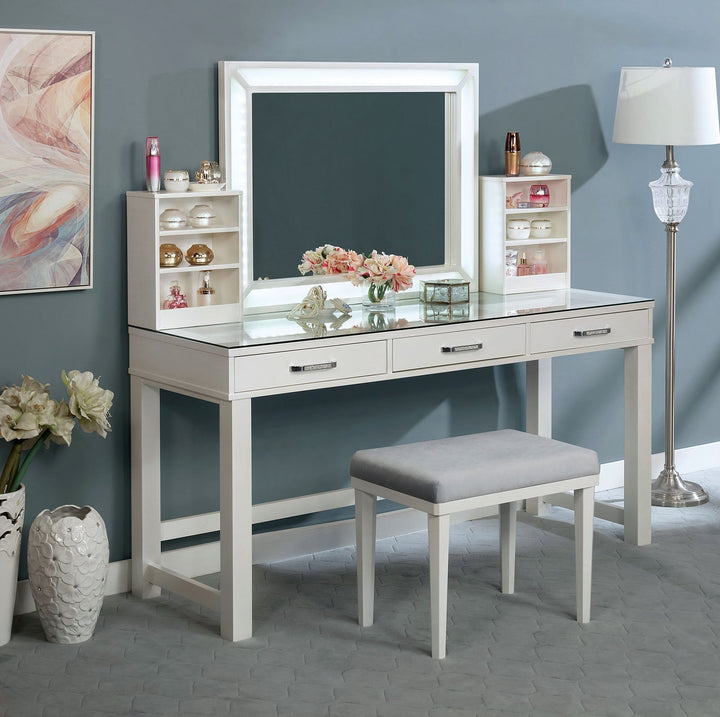 Furniture Of America Stephanie Luminous White Glam Vanity Set Model FOA-DK5685WH-PK - MONAVILLA