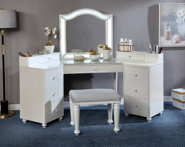 Furniture Of America Tracie Luminous White Glam Vanity Set Model FOA-DK5686WH-PK - MONAVILLA