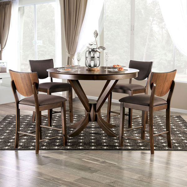 Furniture Of America Marina Walnut Transitional Counter Height Round Dining Table Model FOA3787RPT-TABLE - MONAVILLA