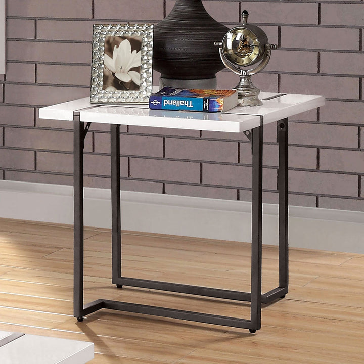 Furniture Of America Izar White/Gun Metal Contemporary End Table Model FOA4799E-TABLE - MONAVILLA