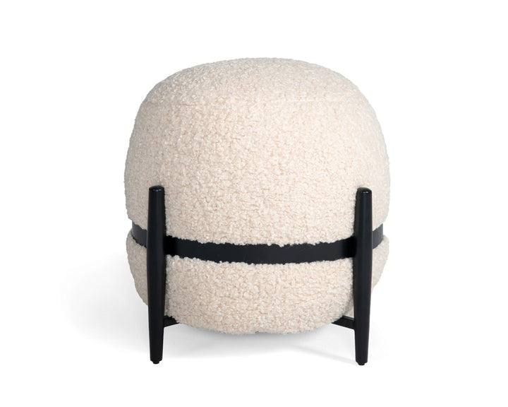 Divani Casa Fouston Contemporary White Sherpa Ottoman - MONAVILLA