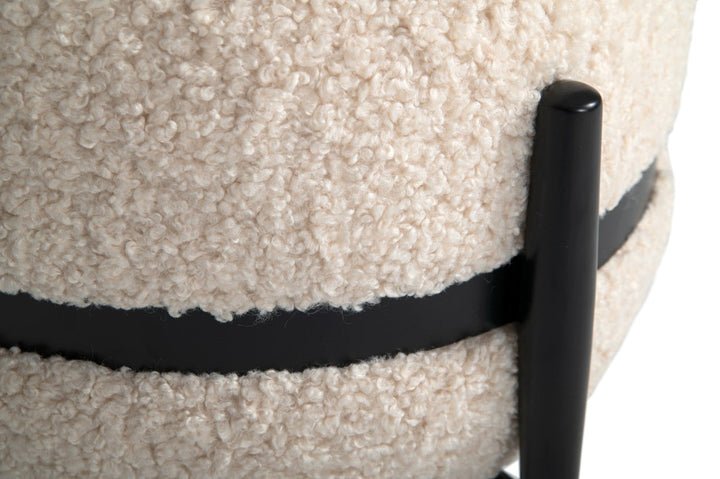 Divani Casa Fouston Contemporary White Sherpa Ottoman - MONAVILLA