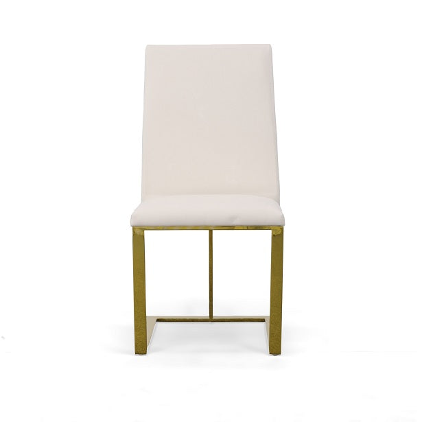 Modrest Frankie Contemporary White & Gold Dining Chair - MONAVILLA