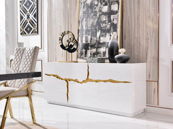 Modrest Aspen Modern White & Gold Buffet - MONAVILLA