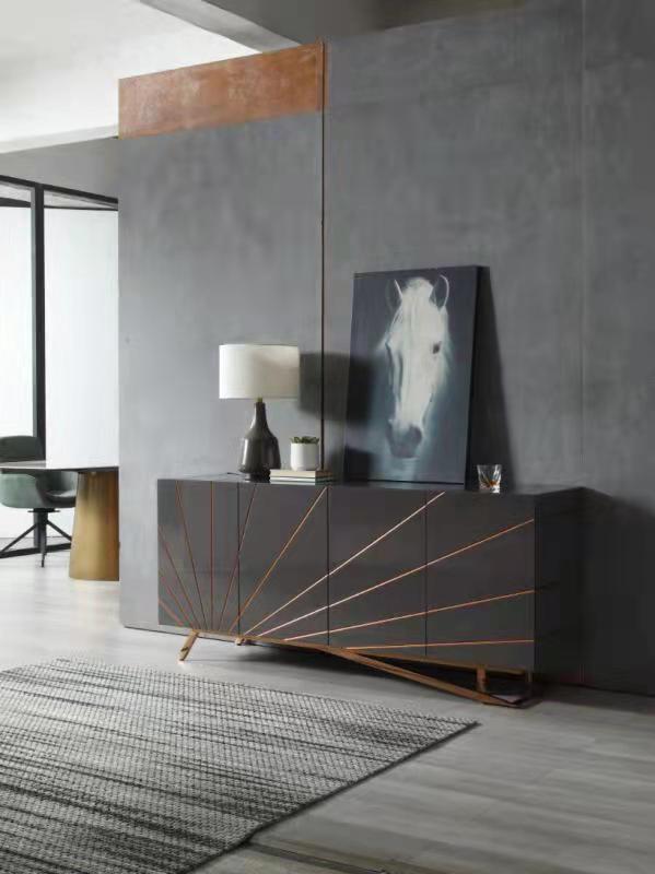 Modrest Katzu Modern Grey and Rose Gold Buffet - MONAVILLA