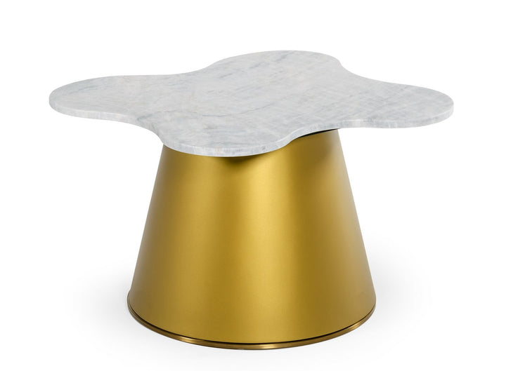 Modrest Gabbro Glam White Marble and Gold End Table - MONAVILLA