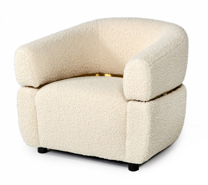 Divani Casa Gannet Glam Beige Fabric Chair - MONAVILLA