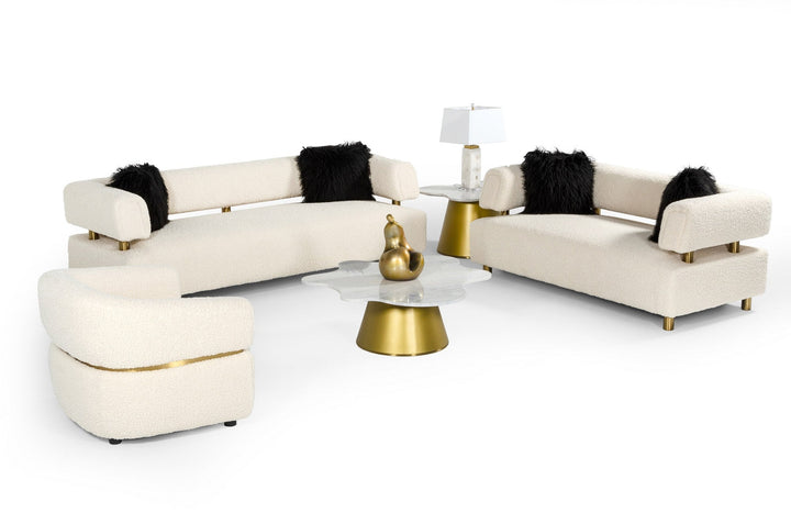 Divani Casa Gannet Glam Beige Fabric Chair - MONAVILLA