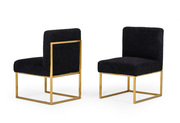 Modrest Garvin Glam Black and Gold Fabric Accent Chair - MONAVILLA