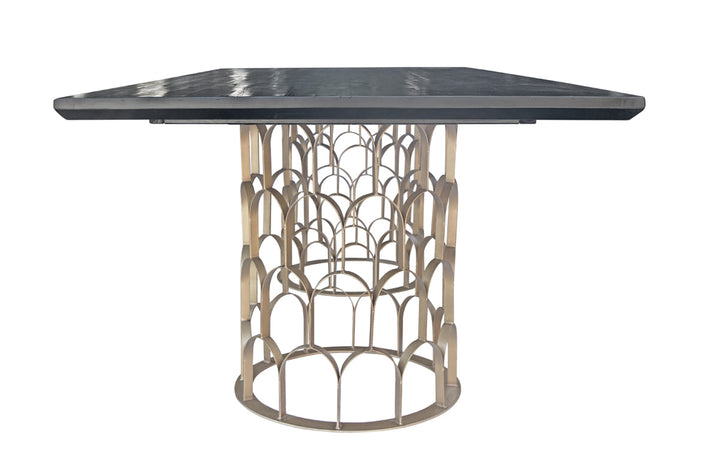 Modrest Natalie Modern Black Acacia & Antique Brass Dining Table - MONAVILLA